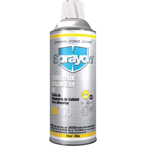 Huile &agrave; machine de cat&eacute;gorie alimentaire LU700, 10 oz, Canette a&eacute;rosol Southpoint Industrial Supply