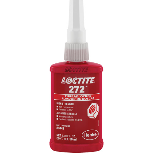 Threadlocker 272 High Temperature, Red, High, 50 ml, Bottle Southpoint Industrial Supply