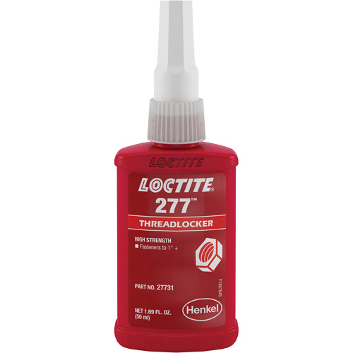 Threadlocker 277 Large Threads, Red, High, 50 ml, Bottle Southpoint Industrial Supply