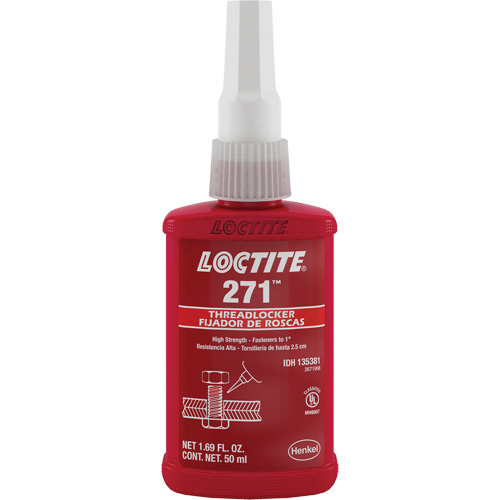 Threadlocker 271 , Red, High, 50 ml, Bottle Southpoint Industrial Supply