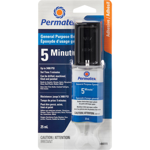 PermaPoxy 5 Minute General Purpose Epoxy, 29.5 ml, Epoxy, Two-Part, Clear Southpoint Industrial Supply