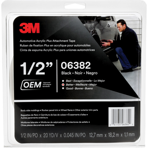 Ruban en acrylique de 3M pour l'automobile, 18 m (60') lo x 12,7 mm (1/2") la, 45 mils, Acrylique Southpoint Industrial Supply