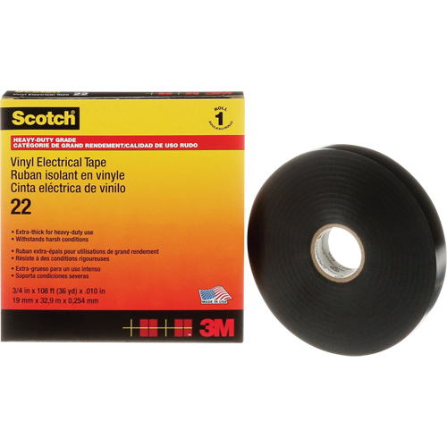 Ruban isolant en vinyle Scotch, 19 mm (3/4") x 33 m (108'), Noir, 10 mils Southpoint Industrial Supply