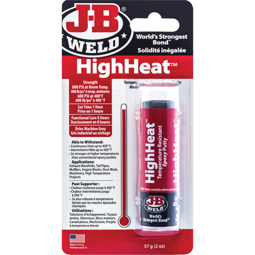 Colle &eacute;poxyde r&eacute;sistant aux temp&eacute;ratures &eacute;lev&eacute;es HighHeat, 2 oz, B&acirc;ton, Gris Southpoint Industrial Supply
