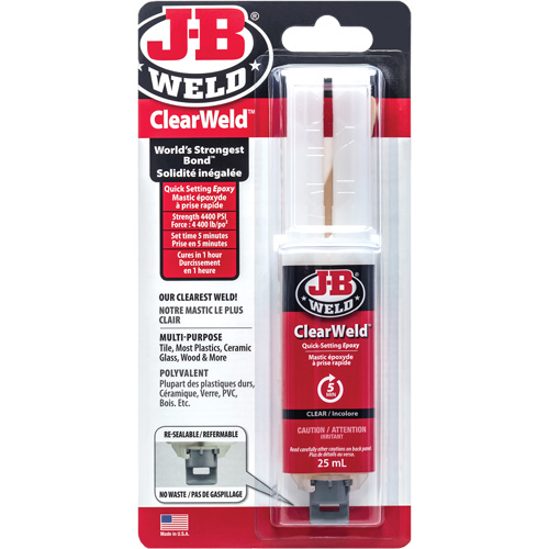 Adh&eacute;sif ClearWeld, 25 ml, Seringue, Deux composants, Transparent Southpoint Industrial Supply