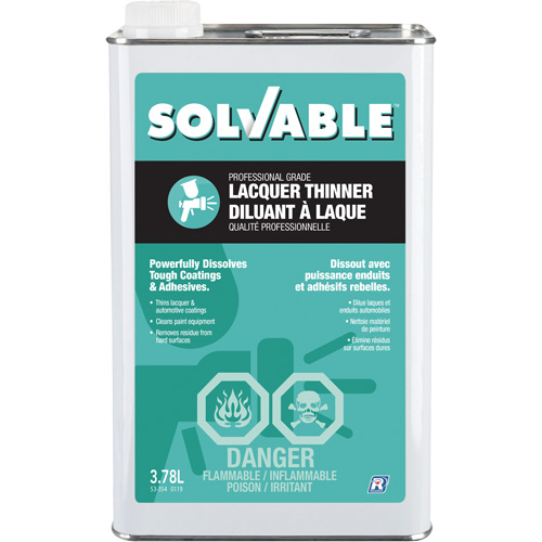Professional Grade Lacquer Thinner, Rectangular Can, 3.78 L Southpoint Industrial Supply