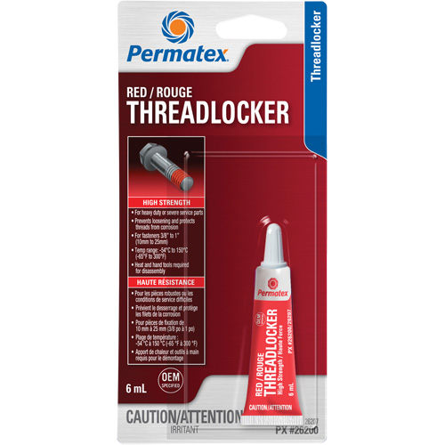 Permanent Strength Threadlocker, Red, High, 6 ml, Tube Southpoint Industrial Supply