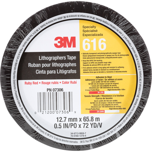 Lithographers Tape 616, 12.7 mm (1/2") x 66 m (216'), Red Southpoint Industrial Supply