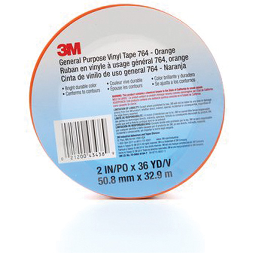 Ruban en vinyle pour travaux g&eacute;n&eacute;raux 764, 50,8 mm (2") la x 32,9 m (108') lo, 5 mils, Orange Southpoint Industrial Supply
