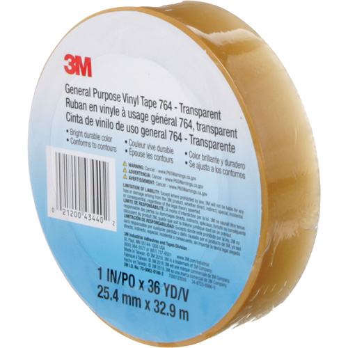 764 General-Purpose Vinyl Tape, 25.4 mm (1") W x 32.9 m (108') L, 5 mils, Clear Southpoint Industrial Supply
