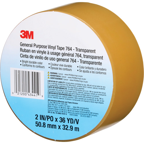 764 General-Purpose Vinyl Tape, 50.8 mm (2") W x 32.9 m (108') L, 5 mils, Clear Southpoint Industrial Supply