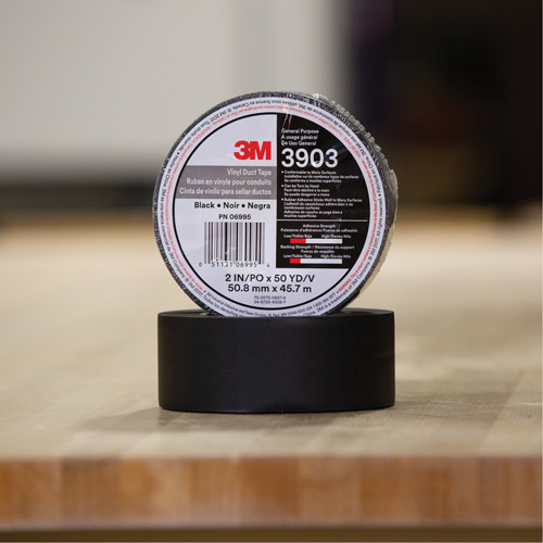 3903 Vinyl Duct Tape, 48 mm (2") W x 45 m (148') L, 6.5 mils, Black Southpoint Industrial Supply