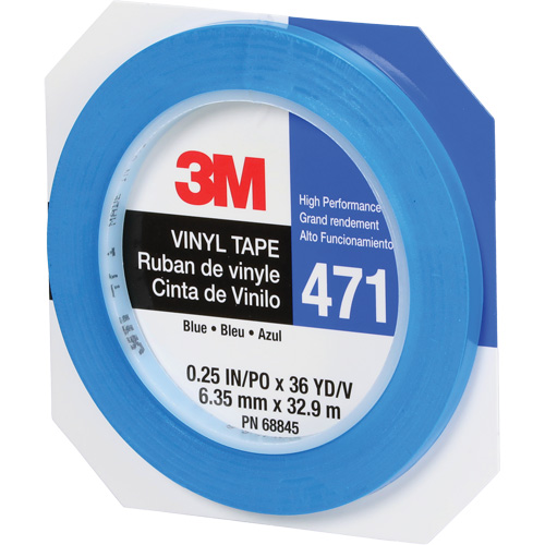 Ruban en vinyle 471, 6 mm (1/4") la x 32,9 m (108') lo, 5,3 mils, Bleu Southpoint Industrial Supply