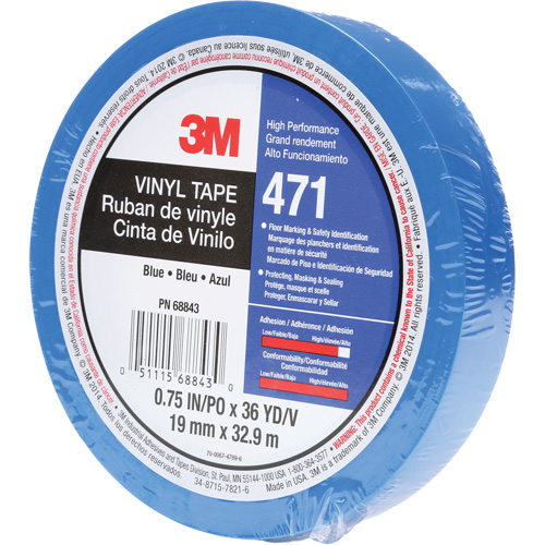 Ruban en vinyle 471, 19 mm (3/4") la x 32,9 m (108') lo, 5,3 mils, Bleu Southpoint Industrial Supply