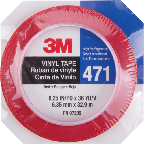 Ruban en vinyle 471, 6 mm (1/4") la x 32,9 m (108') lo, 5,3 mils, Rouge Southpoint Industrial Supply