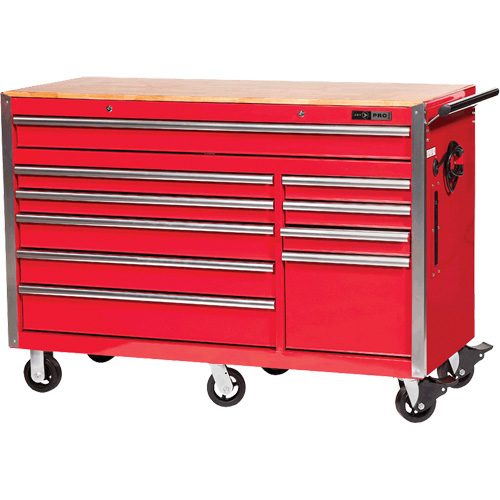 PRC5610 Pro Series Roller Cabinet, 10 Drawers, 55-9/10" W x 24-1/10" D x 39-7/10" H, Red Southpoint Industrial Supply