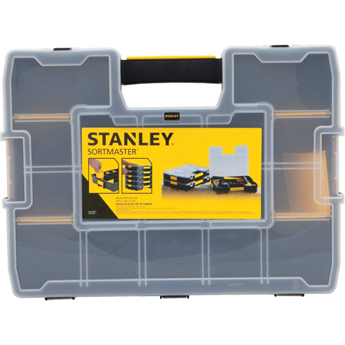 SortMaster&reg; Stackable Small Parts Organizer, 17-3/8" W x 13" D x 3-1/2" H, Black Southpoint Industrial Supply