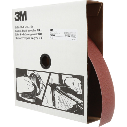 Rouleau de toile abrasive utilitaire 314D, 2" la x 150' lo, Grain 100J Southpoint Industrial Supply