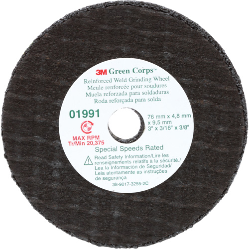 Green Corps Cut-Off Wheel, 3" x 0.188", 3/8" Arbor, Type 1, Aluminum Oxide, 35000 RPM Southpoint Industrial Supply