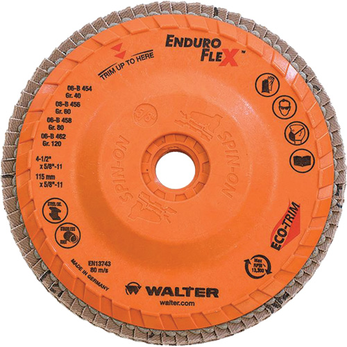 Disque &agrave; lamelles Enduro-Flex, 4-1/2" x 5/8"-11, Type 27, Grain 80, Alumine de zirconium Southpoint Industrial Supply