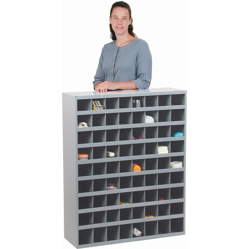 Steel Storage Bin Cabinet, 33-3/4" W x 12" D x 42" H, Grey Southpoint Industrial Supply