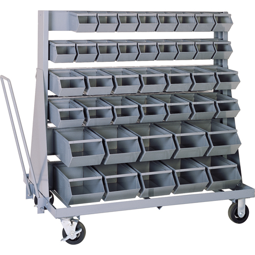 Mobile Bin Unit, Single-sided, 42 bins, 37" W x 21" D x 50-1/2" H Southpoint Industrial Supply