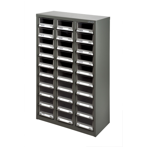 KPC-200 Parts Cabinet, Galvanized Steel, 30 Drawers, 21-3/10" x 10-2/5" x 36-9/10", Grey Southpoint Industrial Supply