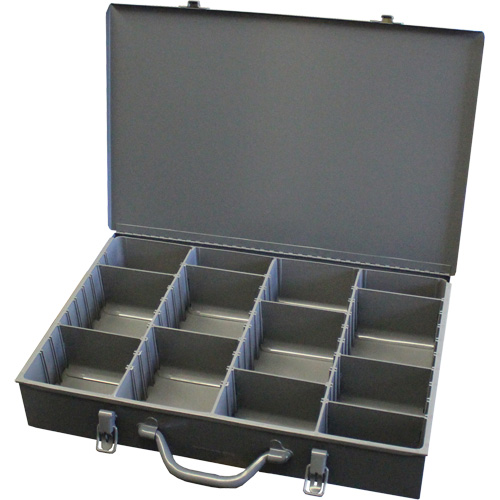 Adjustable Compartment Boxes, Steel, Variable Slots, 18" W x 12" D x 3" H, Grey Southpoint Industrial Supply