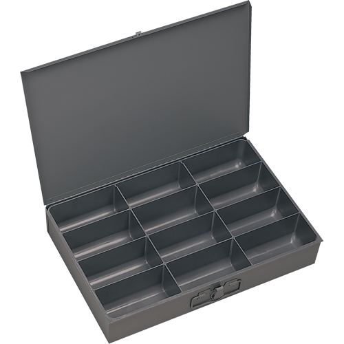 Compartment Scoop Boxes, Steel, 12 Slots, 18" W x 12" D x 3" H, Grey Southpoint Industrial Supply