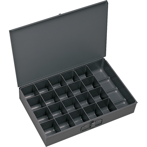 Boîtes &agrave; fond courb&eacute;, Acier, 21 compartiments, 18" la x 12" p, 3" h, Gris Southpoint Industrial Supply