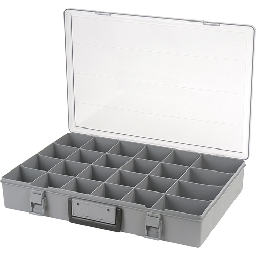 Compartment Case, Plastic, 24 Slots, 18-1/2" W x 13" D x 3" H, Grey Southpoint Industrial Supply