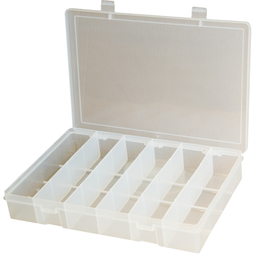 Compact Polypropylene Compartment Cases, 11" W x 6-3/4" D x 1-3/4" H, 6 Compartments Southpoint Industrial Supply