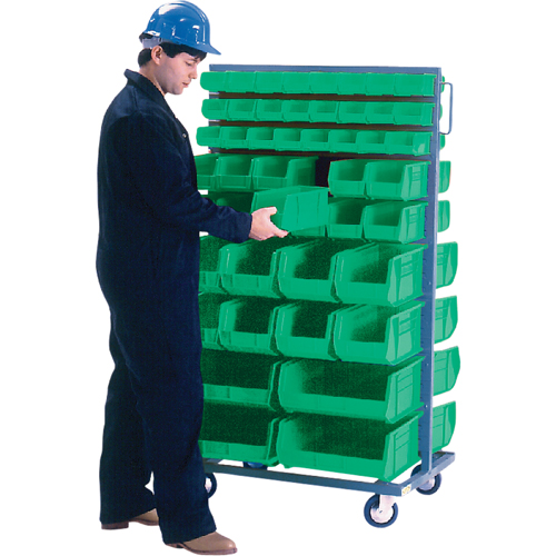 Double-Sided Mobile Bin Rack, Double-sided, 96 bins, 36" W x 24" D x 63" H Southpoint Industrial Supply