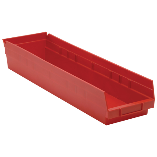 Bacs de rangement pour tablettes, 6-5/8" la x 4" H x 23-5/8" p, Rouge, Capacit&eacute; 50 lb Southpoint Industrial Supply