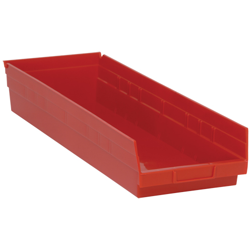 Shelf Bins, 8-3/8" W x 4" H x 23-5/8" D, Red, 50 lbs. Capacity Southpoint Industrial Supply