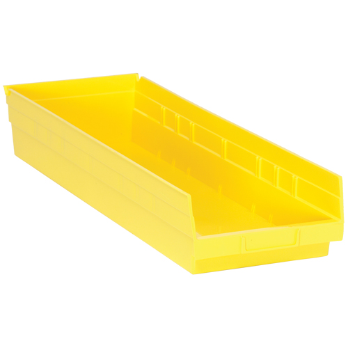 Shelf Bins, 8-3/8" W x 4" H x 23-5/8" D, Yellow, 50 lbs. Capacity Southpoint Industrial Supply