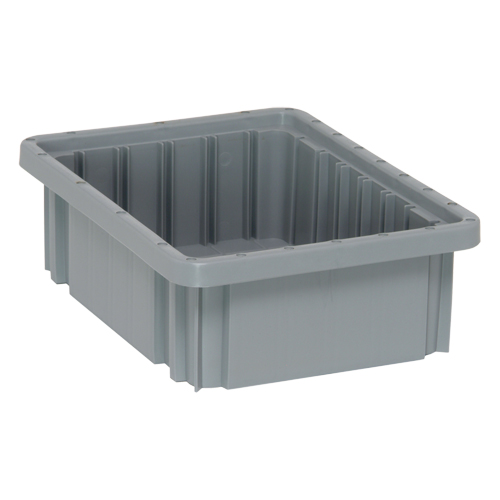Divider Box&reg; Containers, Plastic, 10.9" W x 8.3" D x 3.5" H, Grey Southpoint Industrial Supply