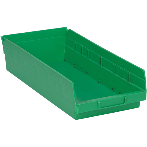 Shelf Bins, 8-1/8" W x 4" H x 17-7/8" D, Green, 40 lbs. Capacity Southpoint Industrial Supply