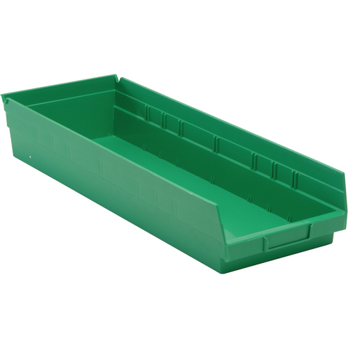 Shelf Bins, 8-3/8" W x 4" H x 23-5/8" D, Green, 50 lbs. Capacity Southpoint Industrial Supply