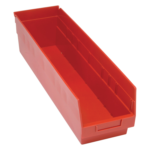 Bacs en plastique pour &eacute;tag&egrave;res Store More, 6-5/8" la x 6" H x 23-5/8" p, Rouge, Capacit&eacute; 90 lb Southpoint Industrial Supply