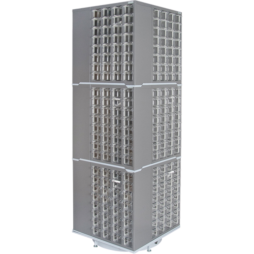 Heavy-Duty Industrial Carousel Drawer Cabinet, Steel, 384 Drawers, 27" W x 27" D x 80" H, Grey Southpoint Industrial Supply