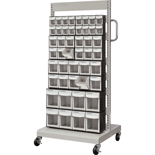 Mobile Tilt Bin Rack, Single-sided, 46 bins, 26-1/4" W x 22" D x 57-1/2" H Southpoint Industrial Supply