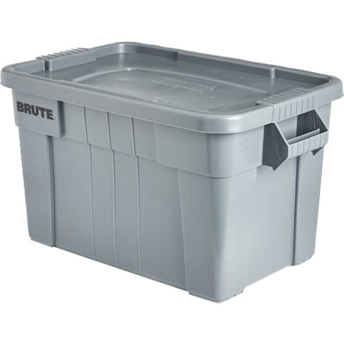 Brute Storage Tote with Lid, 27.88” D x 17.38” W x 15.13” H, 160 lbs. Capacity, Grey Southpoint Industrial Supply