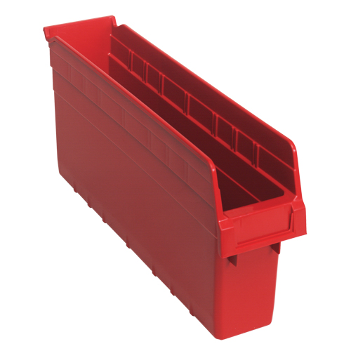 Store-Max Shelf Bins, 4-3/8" W x 8" H x 17-7/8" D, Red, 56 lbs. Capacity Southpoint Industrial Supply