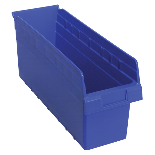 Store-Max Shelf Bins, 6-5/8" W x 8" H x 17-7/8" D, Blue, 56 lbs. Capacity Southpoint Industrial Supply