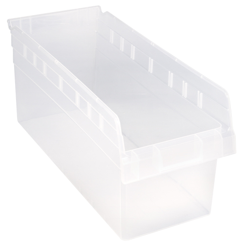 Store-Max Shelf Bins, 8-3/8" W x 8" H x 17-7/8" D, Clear, 56 lbs. Capacity Southpoint Industrial Supply