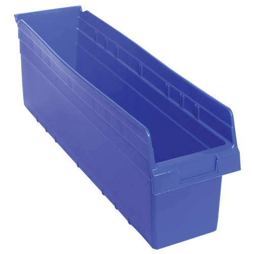 Store-Max Shelf Bins, 6-5/8" W x 8" H x 23-5/8" D, Blue, 68 lbs. Capacity Southpoint Industrial Supply