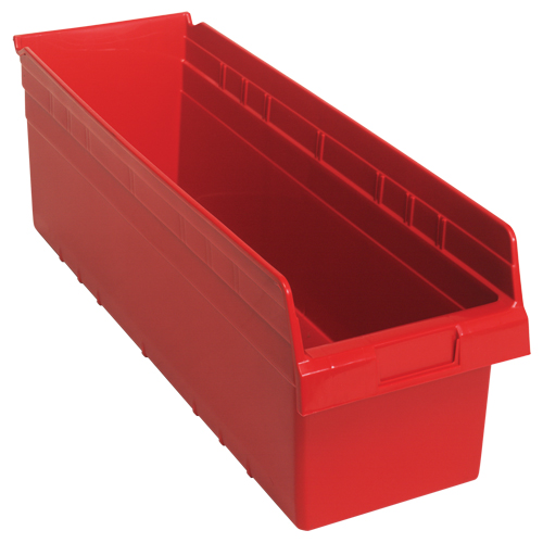 Store-Max Shelf Bins, 8-3/8" W x 8" H x 23-5/8" D, Red, 68 lbs. Capacity Southpoint Industrial Supply