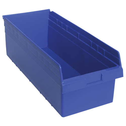 Store-Max Shelf Bins, 11-1/8" W x 8" H x 23-5/8" D, Blue, 68 lbs. Capacity Southpoint Industrial Supply