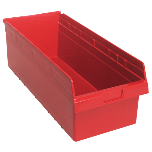 Store-Max Shelf Bins, 11-1/8" W x 8" H x 23-5/8" D, Red, 68 lbs. Capacity Southpoint Industrial Supply
